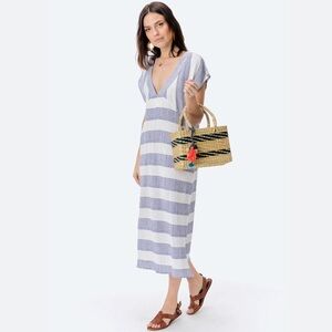 Love stitch Striped Blue and White mixi Dress/ Cover-Up Dress Sz M